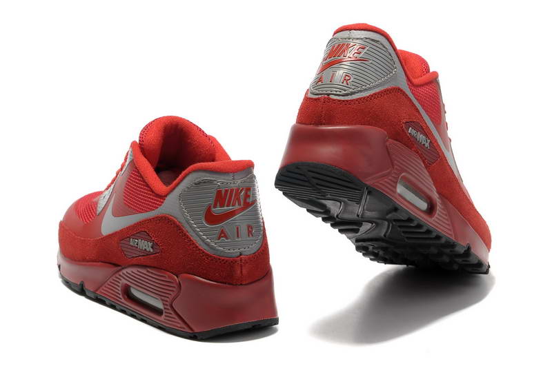 Air Max 90 Hyperfuse fourrure Chaussures Femmes Vin Rouge Gris (2)